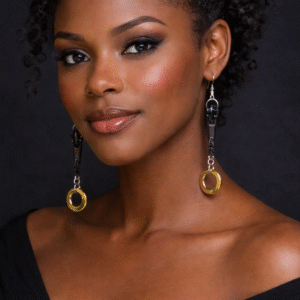 עגילי רוכסנים שחורים E2713