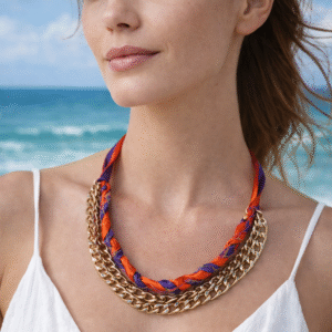 שרשרת עם 3 שרשראות וסרטי סאטן N 2170