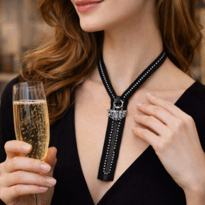 שרשרת רוכסן עם סרט גליטר קריסטל שטראס  N 2807