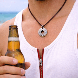 שרשרת תעשייתית עם תיליון נירוסטה, אומים ואבני קריסטל  N 2136