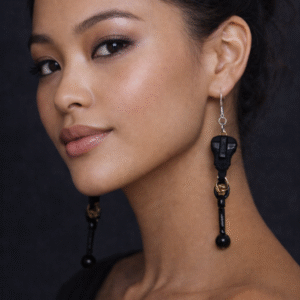 עגילי רוכסן שחורים E 2368