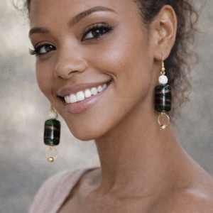 עגילי זכוכית ירוקות  E 1766