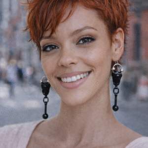 עגילי רוכסן שחורים  E 2990