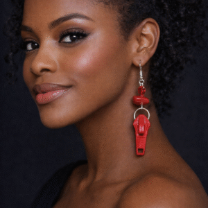 עגילי רוכסנים אדומים  E 2203