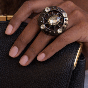 טבעת כפתור שחורה בעיצוב תעשייתי R 4937