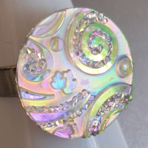 טבעת דו-ממדית משרף כסוף וזהוב R 6102