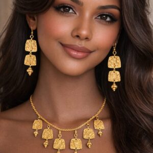 עגילים זהובים מדהימים ביופיים מריבועי פליז E 7201