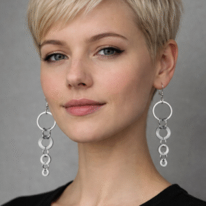 עגילי נירוסטה בעיצוב תעשייתי E 7007